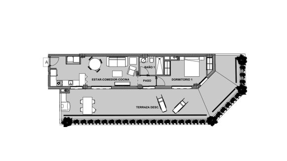 Apartment floor plan, 1 bedroom in Alegria Alicante III Jazmin No. 5 (2D)